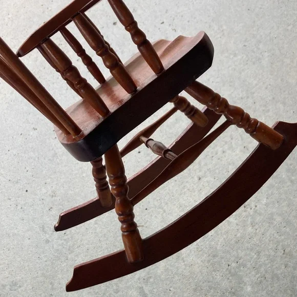 Vintage Doll Sized Wooden Rocking Chair, Cottagecore, miniature - Picture 7 of 8